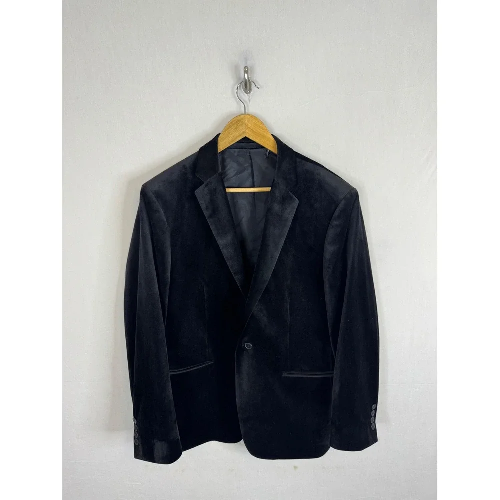 GUESS Los Angeles Mens Slim Fit Black Velvet Blazer Jacket Size 42 M64N31K54M0